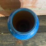 Antique ALDO LONDI vase for Bitossi, Chiseled Ceramic, Blue, Rimini Series