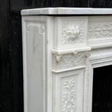 Louis XVI Style Fireplace In Statuary White Marble Circa 1880