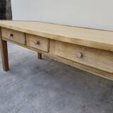 Table basse de ferme rustique en chêne massif Aérogommer - 1m18.5