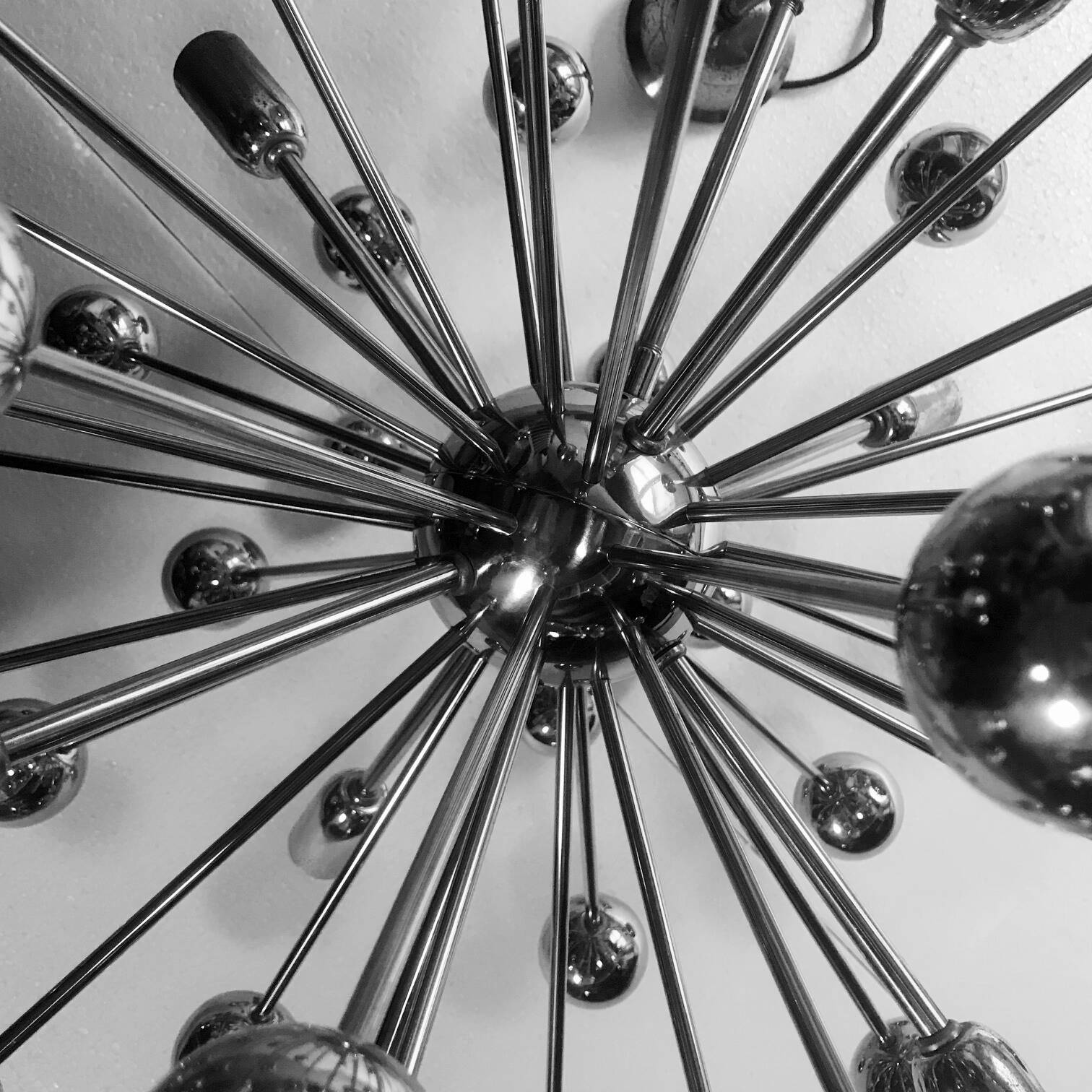 Grande Suspension Vintage • Plafonnier Sputnik • Acier Chromé • Space Age • 1970