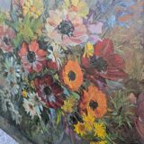 Tableau, bouquet de fleurs, huile sur toile