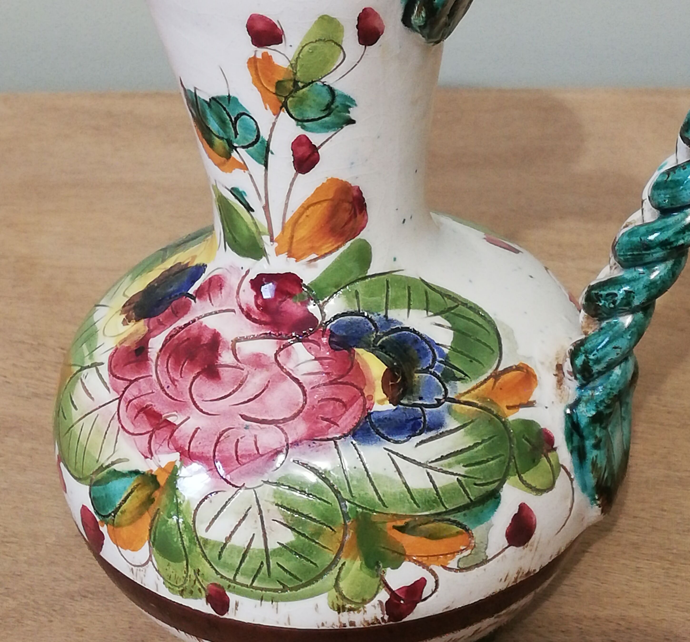 Italian ceramic vase with floral decoration