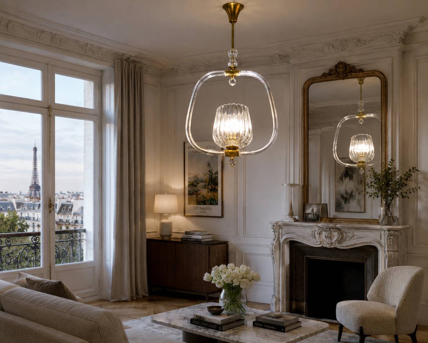 Charming Murano Glass Art Deco Pendant Chandelier by Ercole Barovier, 1940s