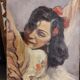 Portrait painting woman gypsy oil 30s signed