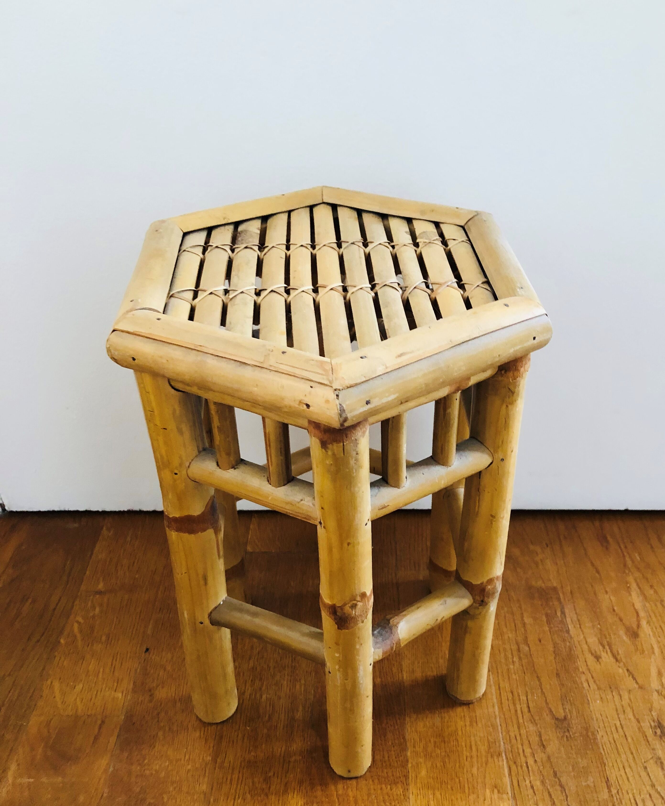 Two rattan side tables