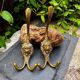 2 lion coat hooks in solid brass Art Nouveau