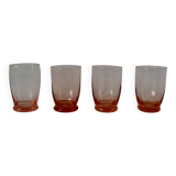 Set of 4 pink art deco water glasses from the 1930s