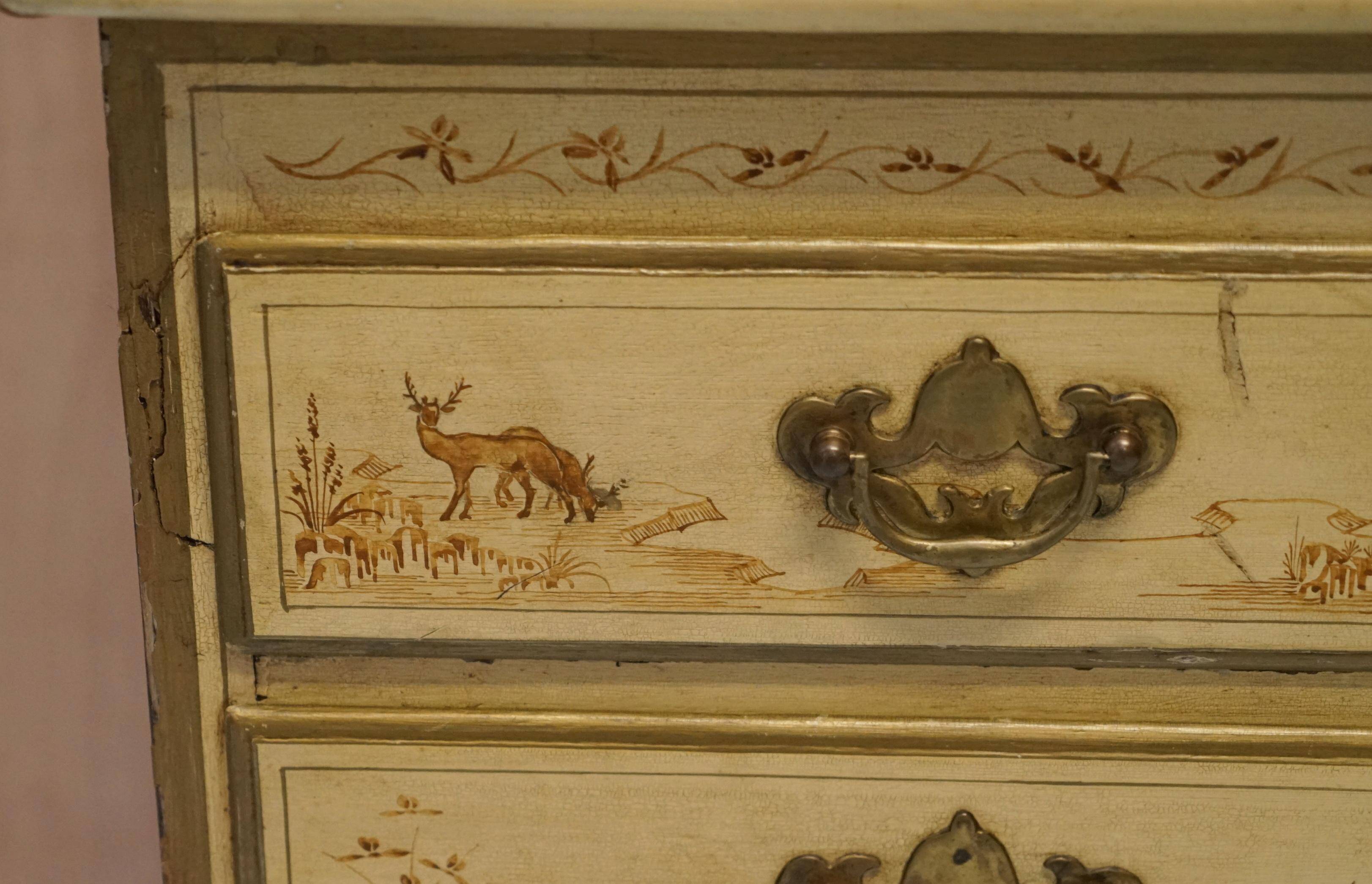 Chinoiserie Buffet with Marble Top in Chippendale Style