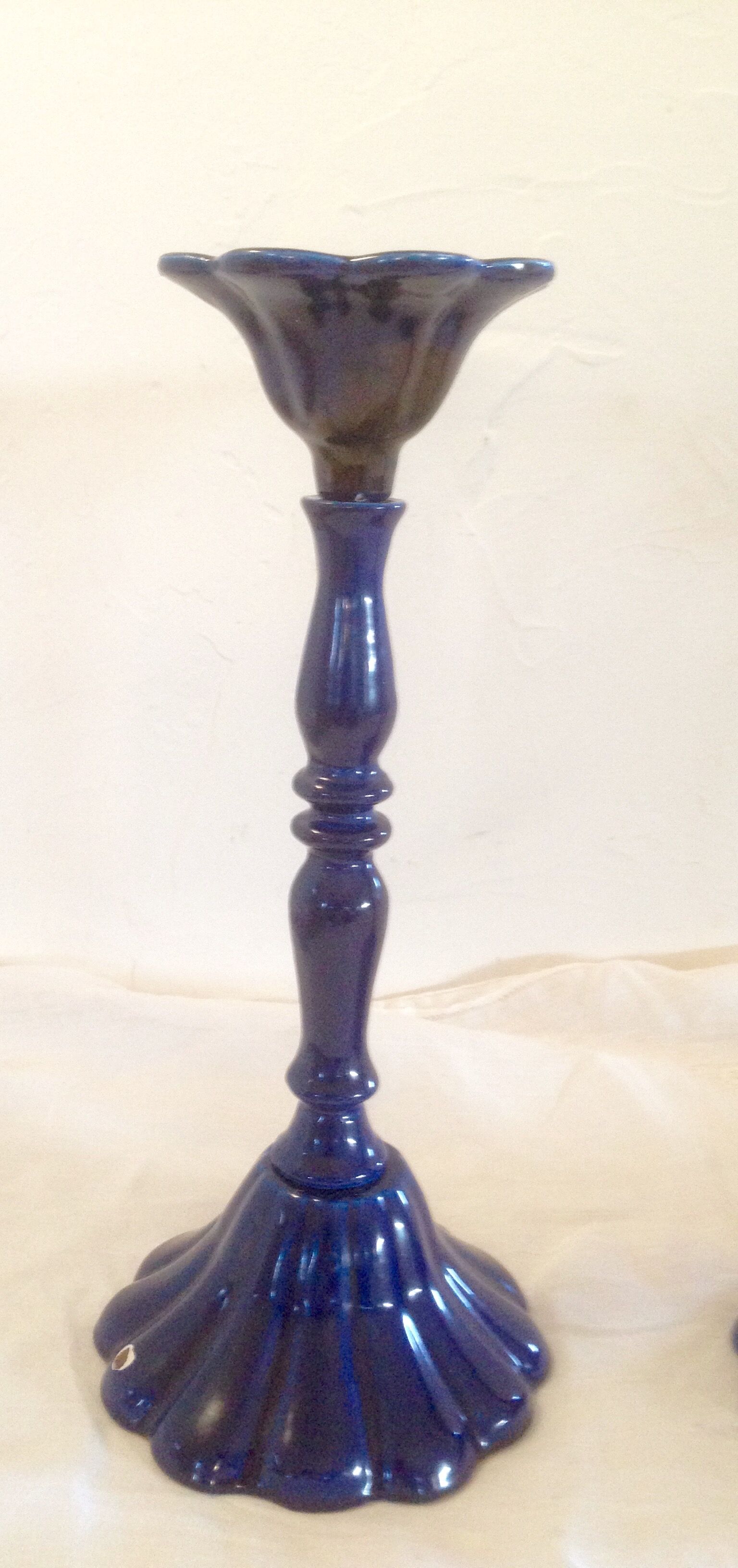 Vintage enameled cast-iron candleholders
