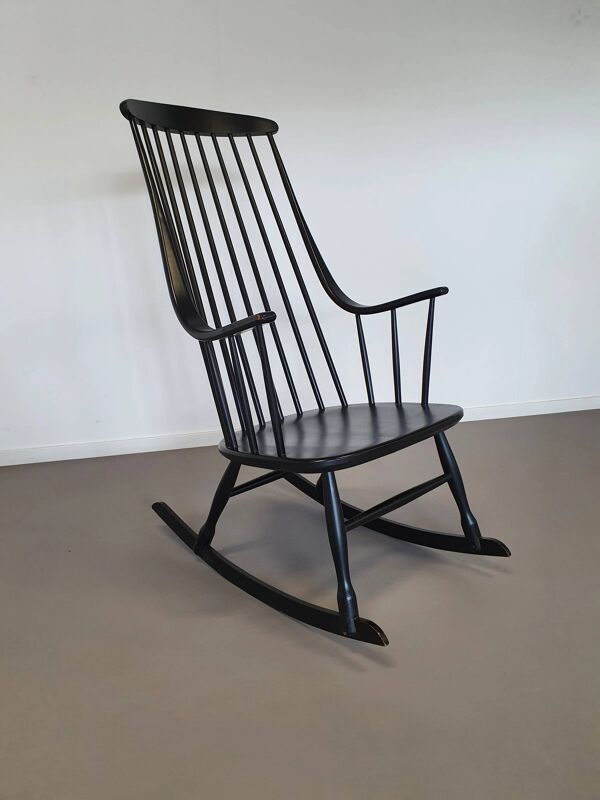 Fauteuil à bascule noir Lena Larsson pour Nesto, années 1960