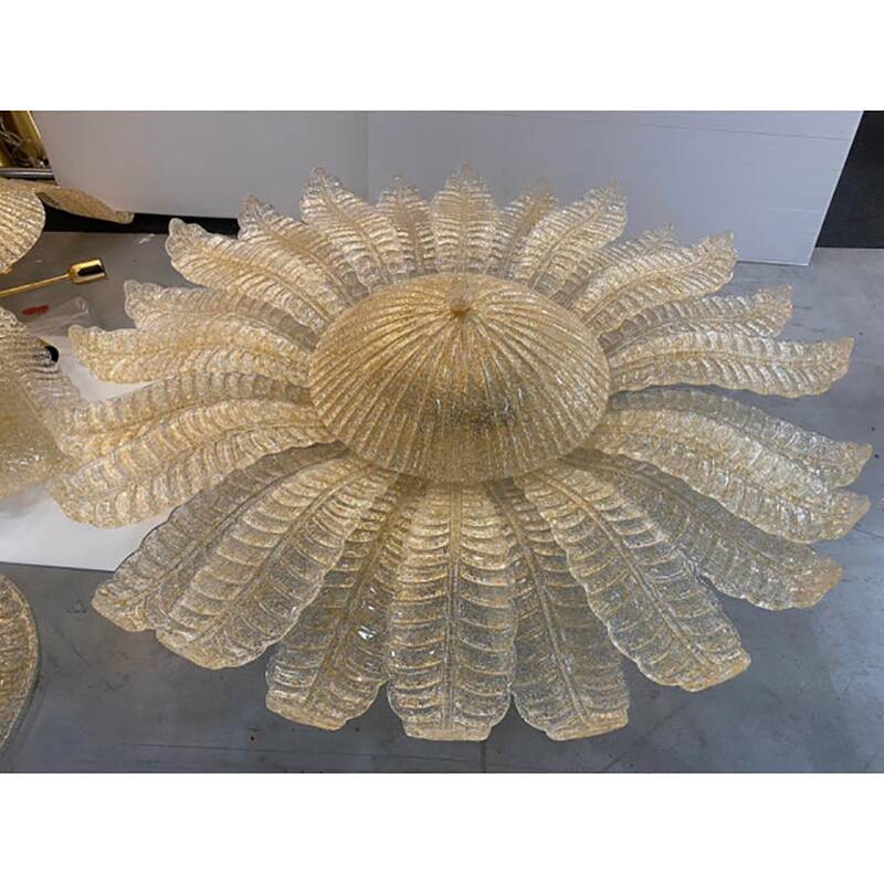 Venetian Murano Style Glass Flush Mount Made in Gold Graniglia by SimoEng