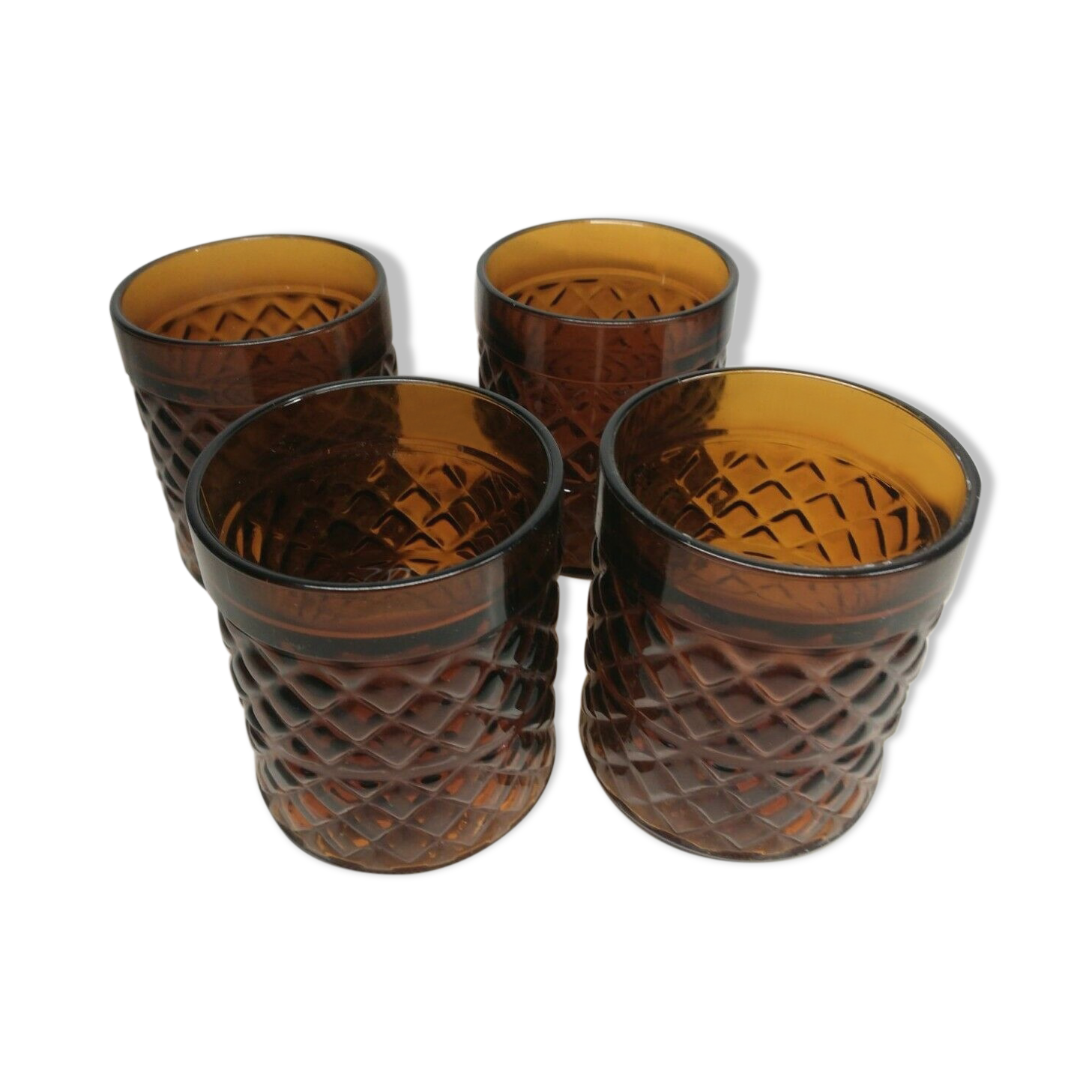 Lot of 4 vintage yellow glasses 20th century