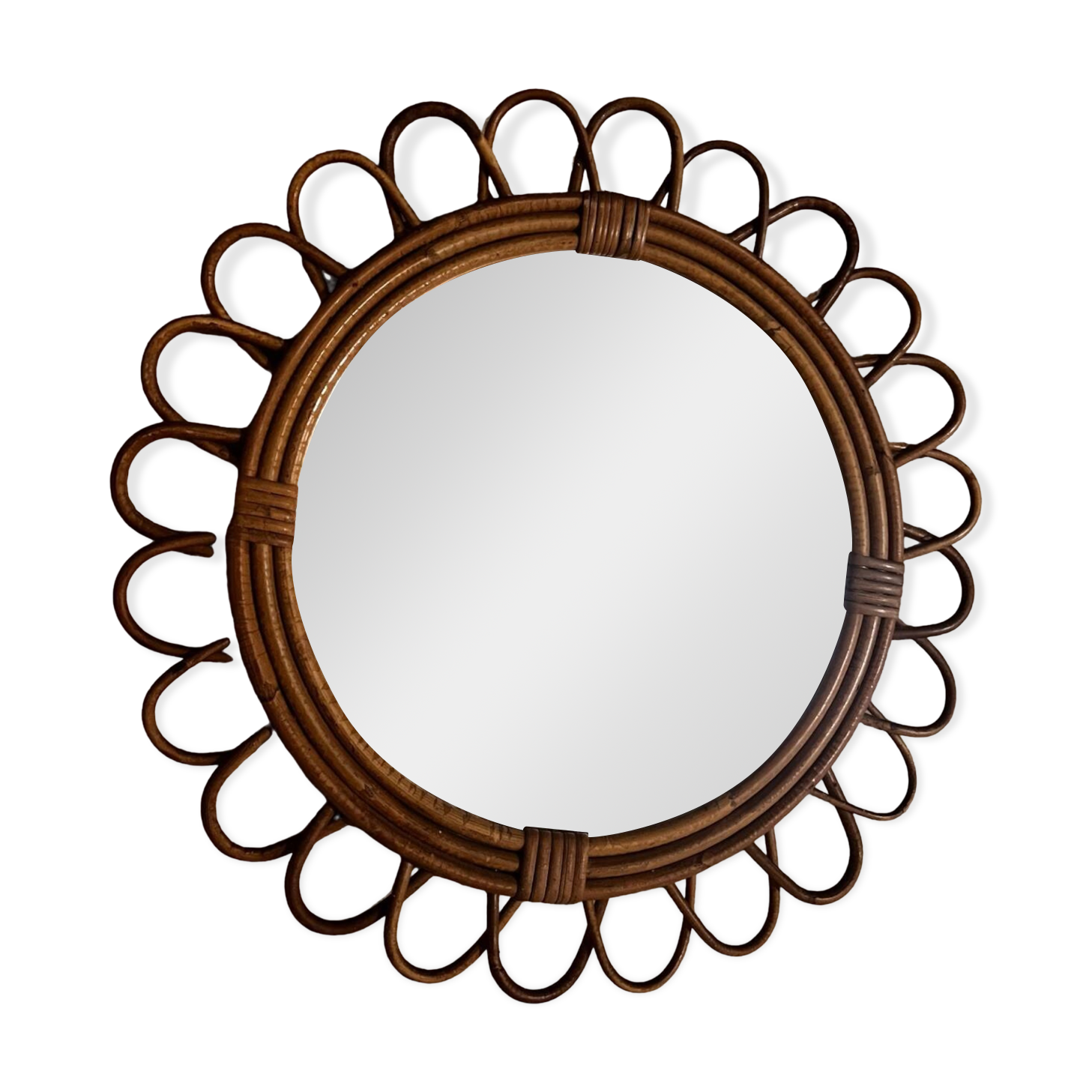 Antique rattan mirror