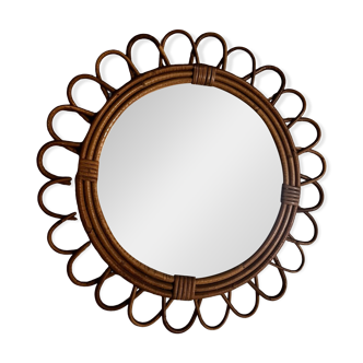 Antique rattan mirror