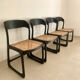 Set of 4 Baumann sled chairs with caning.