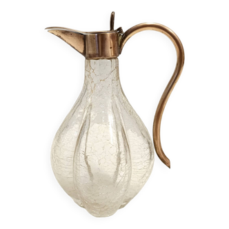 Pichet, aiguière en laiton et verre de Murano, Italie