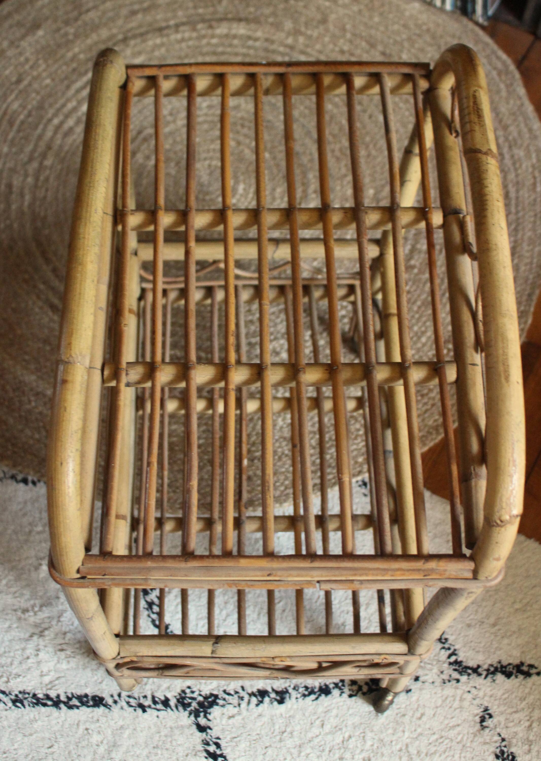 Vintage rattan trolley on wheels