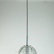 No. 1 of 2 - elegant doria pendant lamp clear and smoke grey glass 60s 70s