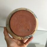 Incurvé signature enamelled terracotta flared neck vase