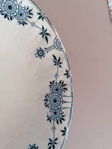 Composition in earthenware iron earth Gien model Stocklom blue art nouveau