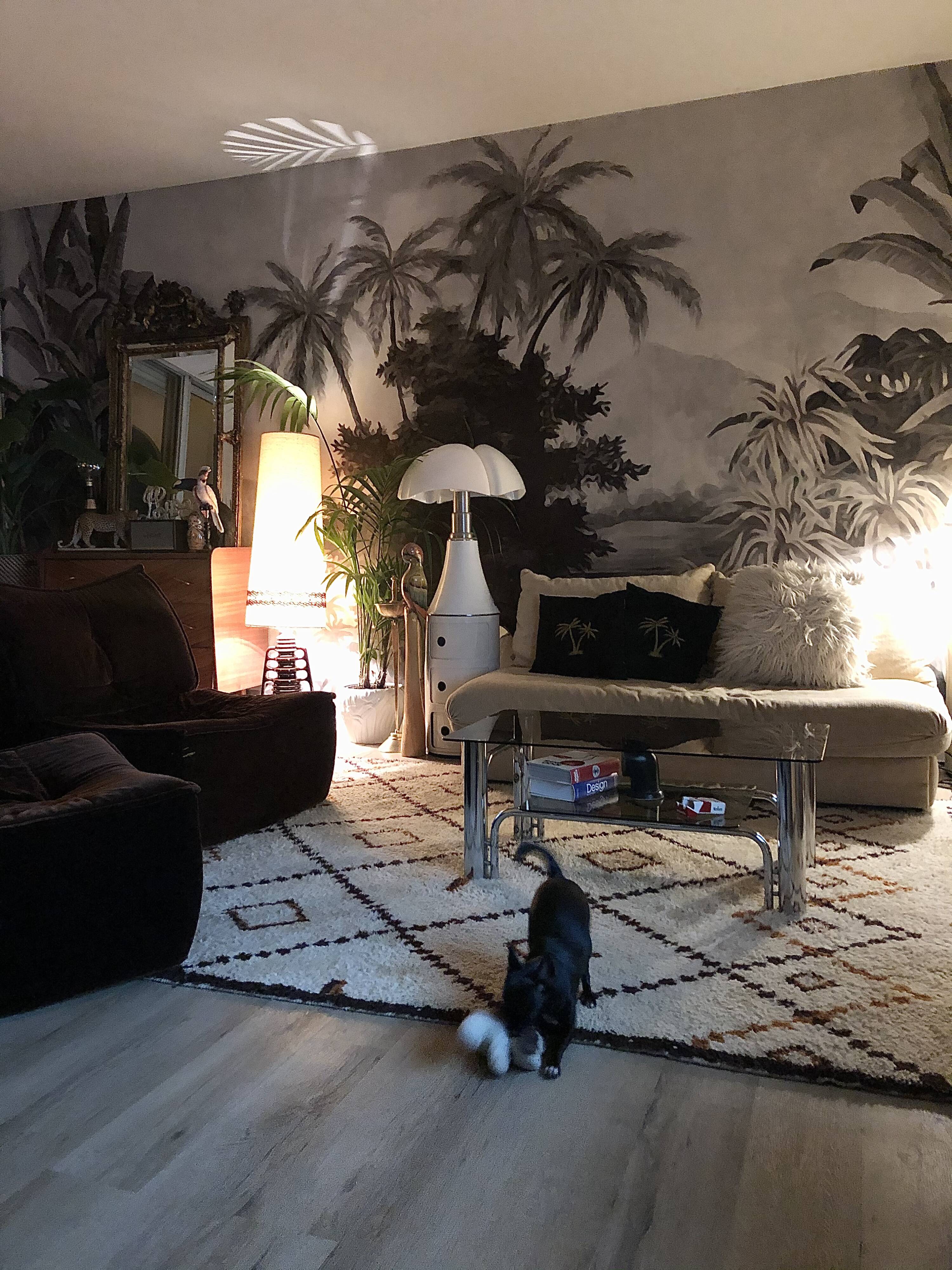 Chromium coffee table and 1970s smoked glass