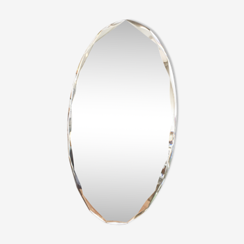 Miroir ovale biseauté année 50-60 74x41cm