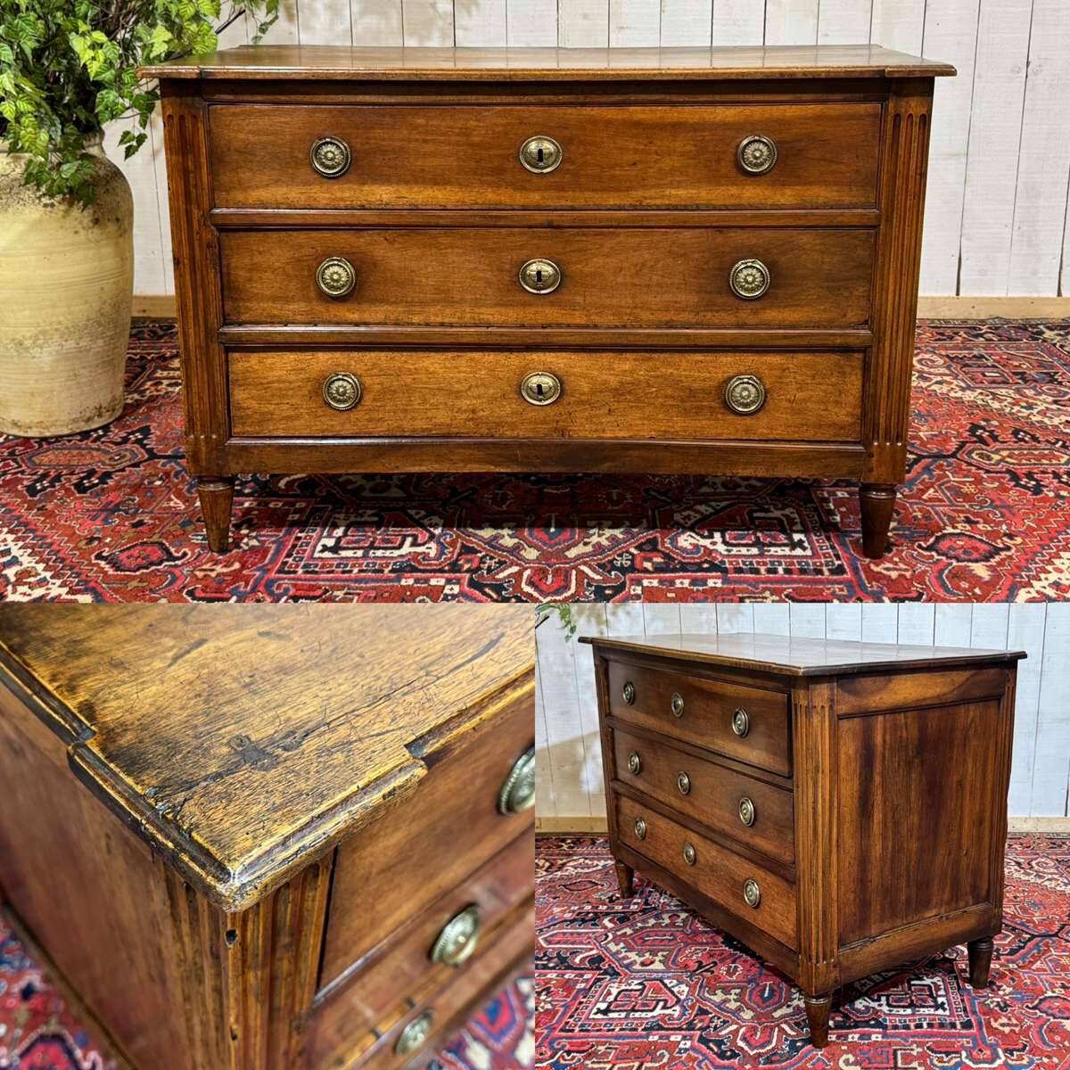 Louis XVI commode from the 18th century in walnut.