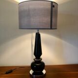 Lamp 1970 black glass and chromed metal