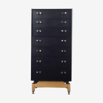 G-plan black tall chest of drawers, 1960s