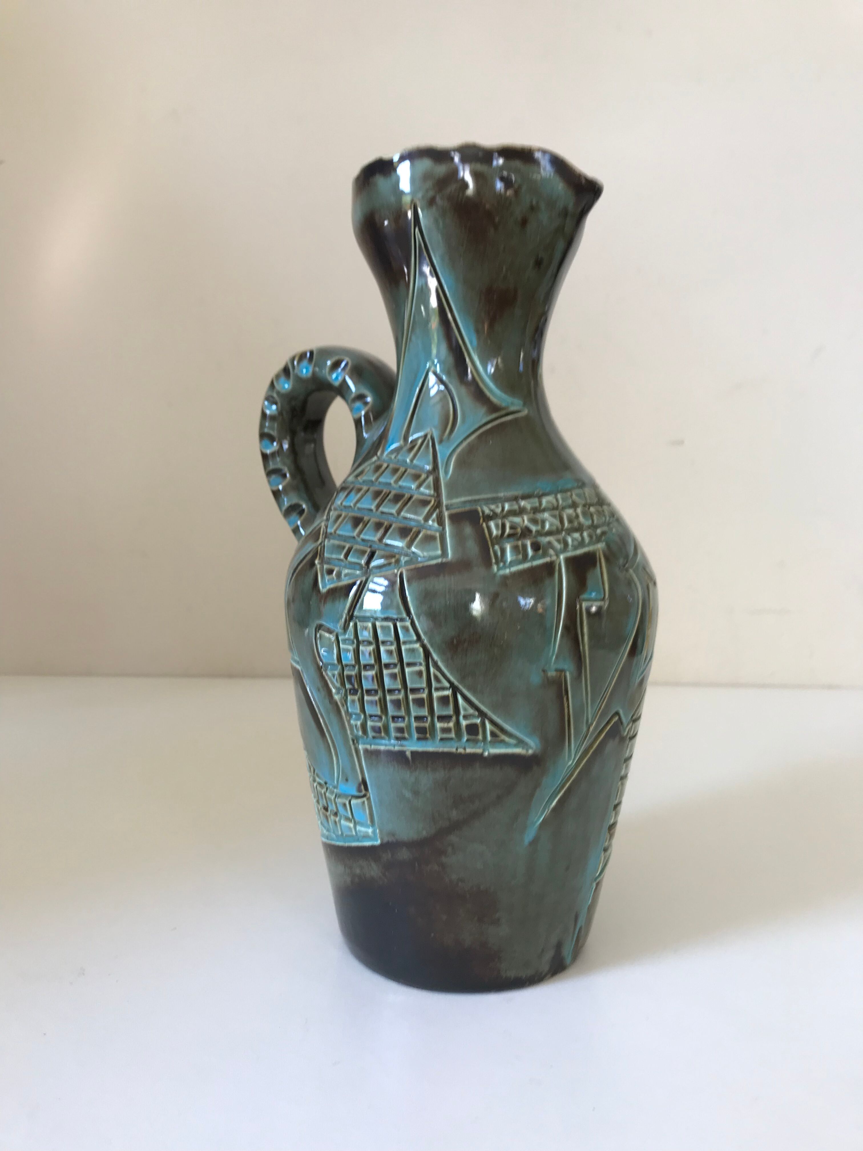 Ceramic pitcher Huguette Bessone vintage Annees 60