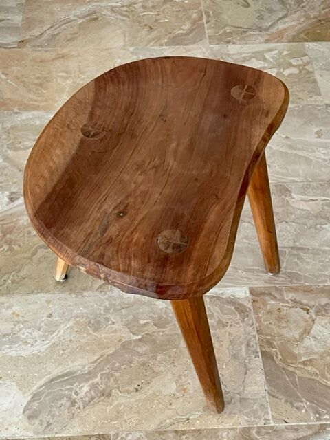 Vintage wooden tripod stool 1950