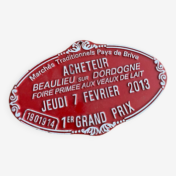 Plaque de concours agricole rouge