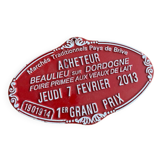 Red agricultural competition plaque