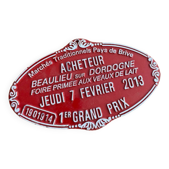 Plaque de concours agricole rouge