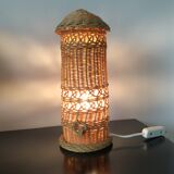Lampe de chevet en rotin année 50