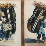 Pair of Iran watercolors signed and dated 47