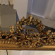 Mirror fireplace mirror with fronton floral decoration wrapped Louis XVI style 165x110cm