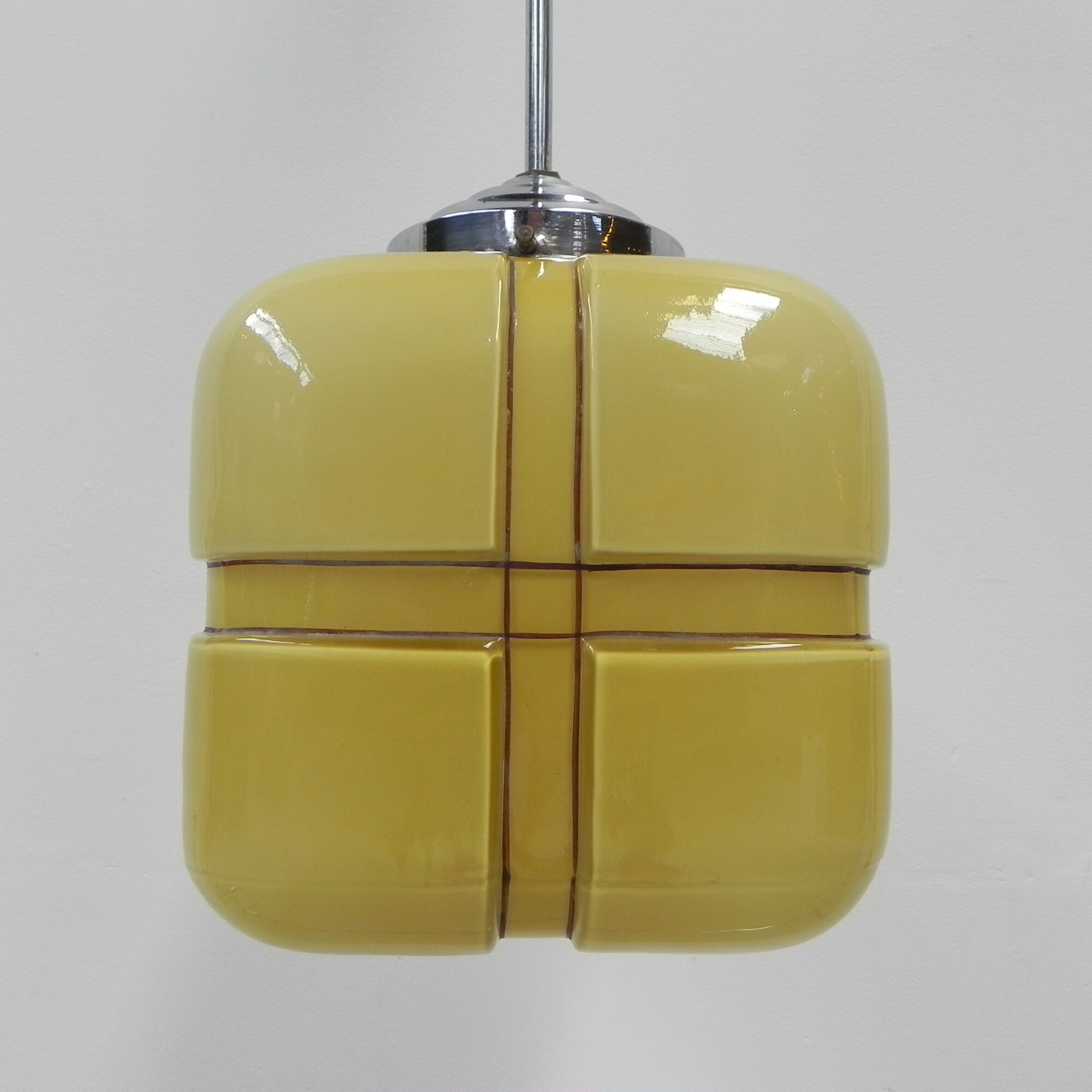 Art Deco hanging lamp with square glass shade