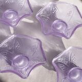 Set of 4 purple moulded glass ice cream bowls.