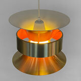 Pendant light in golden brushed aluminum by lyskaer belysning. denmark 1970s