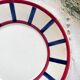 5 Small Vintage French Plates Terre de Fer HBCM Béarn blue and red stripes