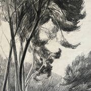 Paintings set of 8 drawings by Ed. Pannetier (1884-1965) Trees and landscapes