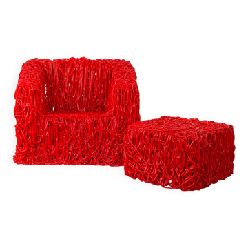 Senzafine armchair and pouf by Gaetano Pesce