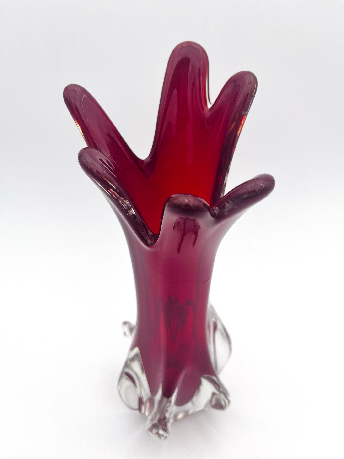Vase Fratelli Toso Chambord Sommerso Rubis 25cm 954g Murano