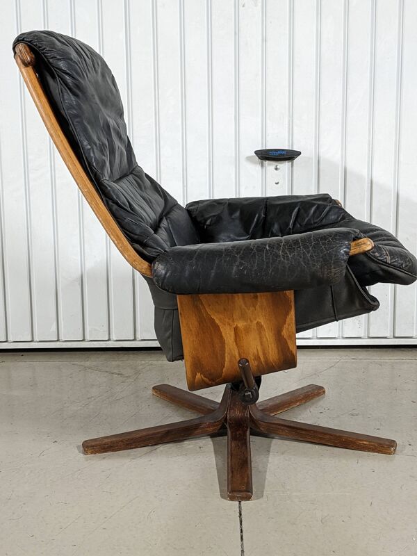 Fauteuil lounge vintage Gote Mobler 1960 pivotant et inclinable