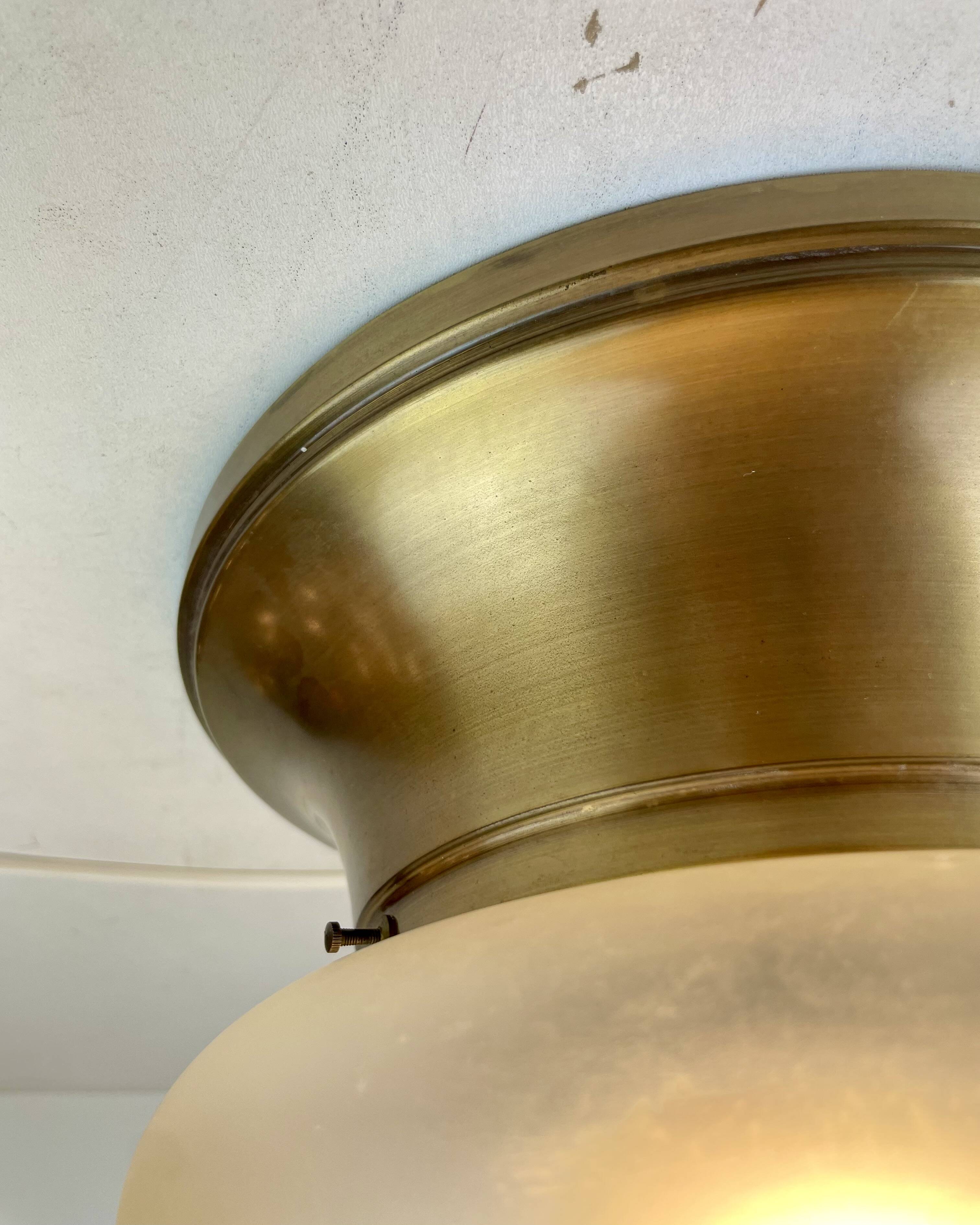 Brass & Murano Glass Ceiling Lamp, Italy, 1960s