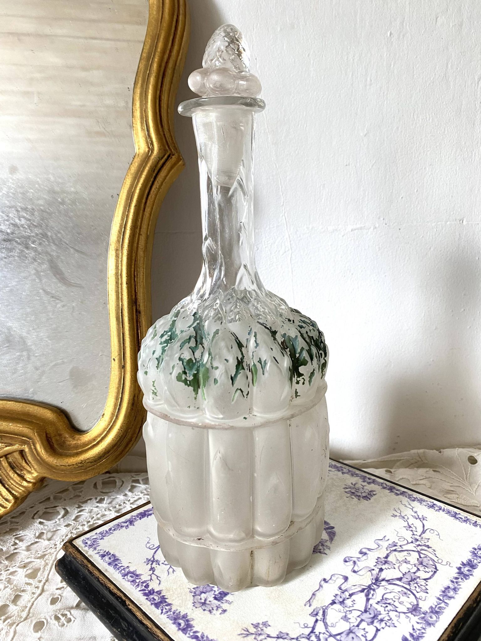 Carafe ancienne asperge Legras fin XIXe