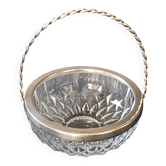 Cut crystal bowl, silver-plated metal mount, Val Saint Lambert