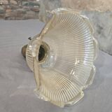 Holophane glass and brass suspension