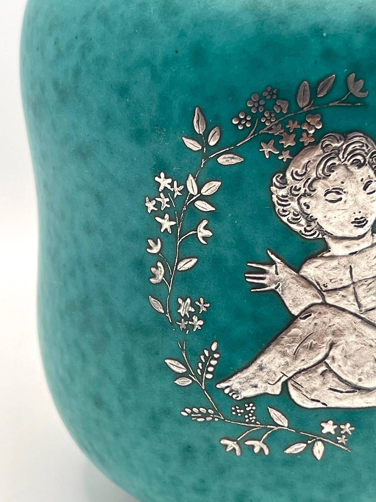 Gustavsberg vase Sweden signed Wilhelm Kage "Argenta", 1950